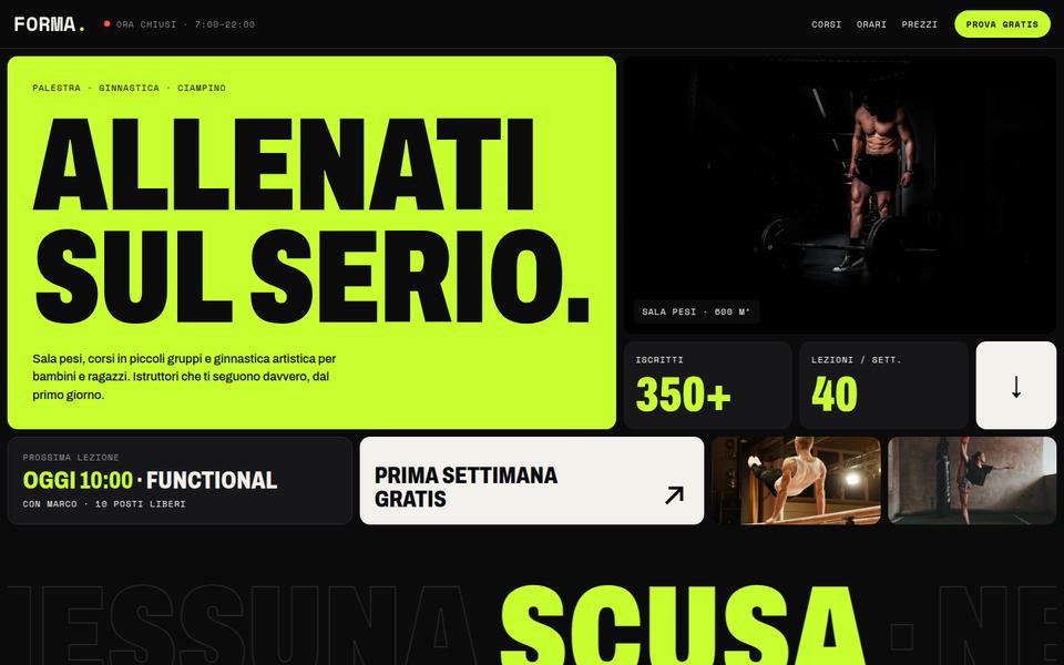 La pagina iniziale del sito Forma